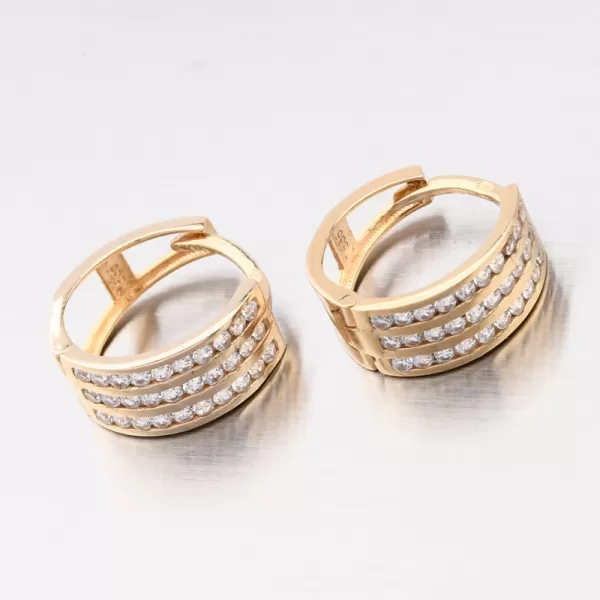 Zlaté náušnice kruhov so zirkónmi PKL12-027-ZL