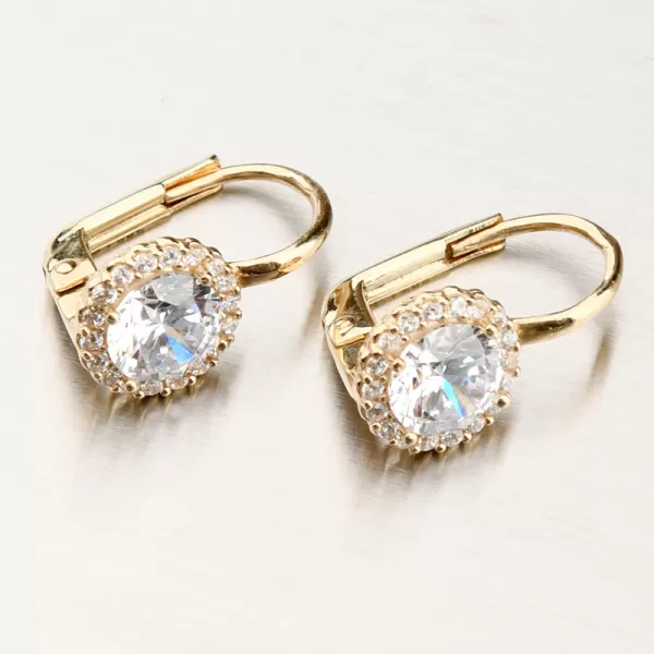 Dámske náušnice žlté zlato 585 so zirkónmi 12R-759