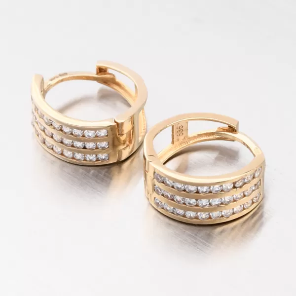 Zlaté náušnice kruhov so zirkónmi PKL12-027-ZL