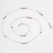 Náhrdelník z bieleho zlata s perlami 15R-047