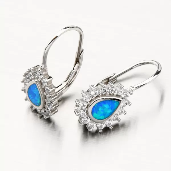 Strieborné náušnice s modrým opálom a so zirkónmi PKL-2135