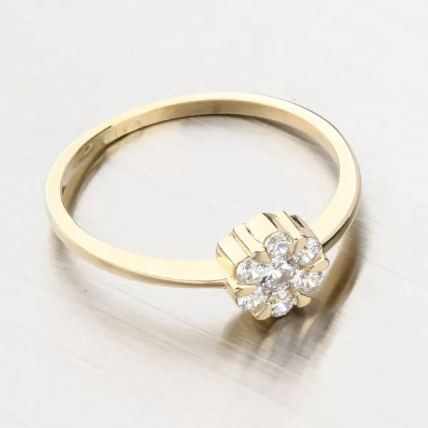 Dámsky prsteň zo žltého zlata 585 zirkónový kvet 51GZ-8050-ZL-ZIR