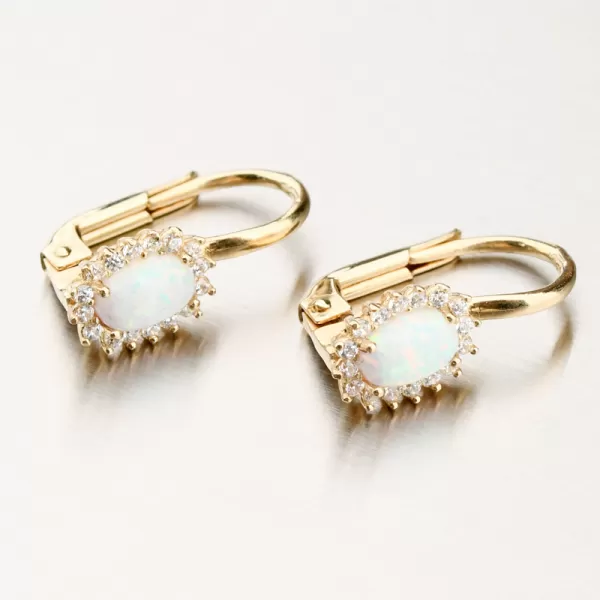 Dámske náušnice žlté zlato 585 s opálom a zirkónmi 12R-758