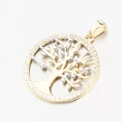 Zlatý prívesok strom života so zirkónmi 43-21990