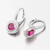 Strieborné náušnice s rubínom a so zirkónmi