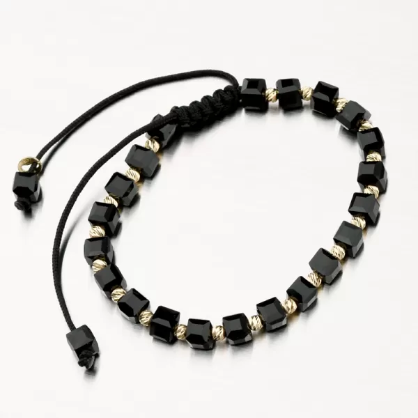 Náramok povrázkový so zlatými guličkami PKL24-013