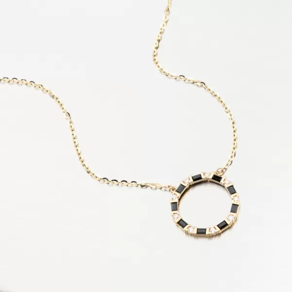 Zlatý náhrdelník so zirkónmi 144P-151705-Black