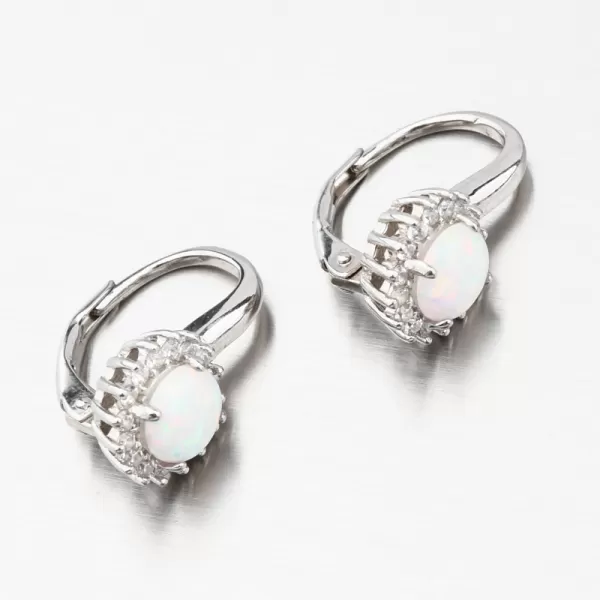Strieborné náušnice s bielym opálom a so zirkónmi