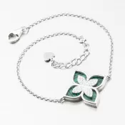 Strieborný náramok s kvetinou a so zirkónmi PKL-4022