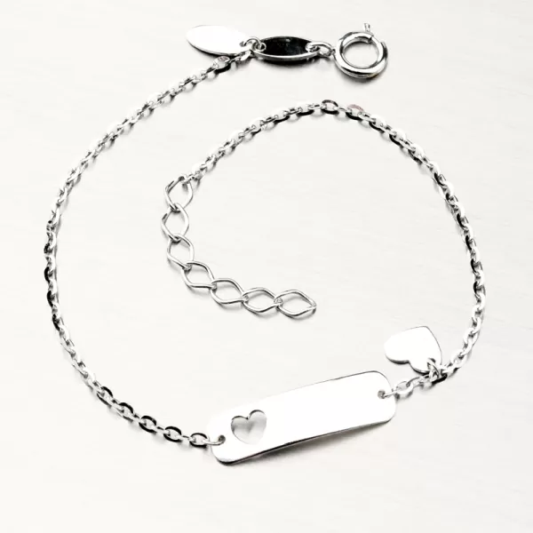 Detský zlatý náramok s doštičkou a so srdiečkom 149P-141315