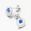 Strieborné náušnice kôstky so zafírom a so zirkónmi PKL-2176