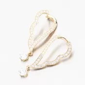 Dámske náušnice žlté zlato 585 visiace so zirkónmi 663P-120471-ZL