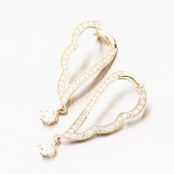 Dámske náušnice žlté zlato 585 visiace so zirkónmi 663P-120471-ZL