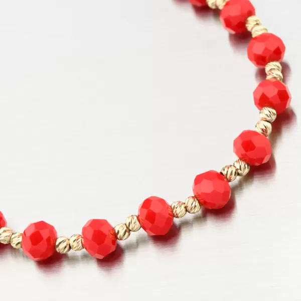 Náramok červený povrázkový so zlatými guličkami PKL24-032