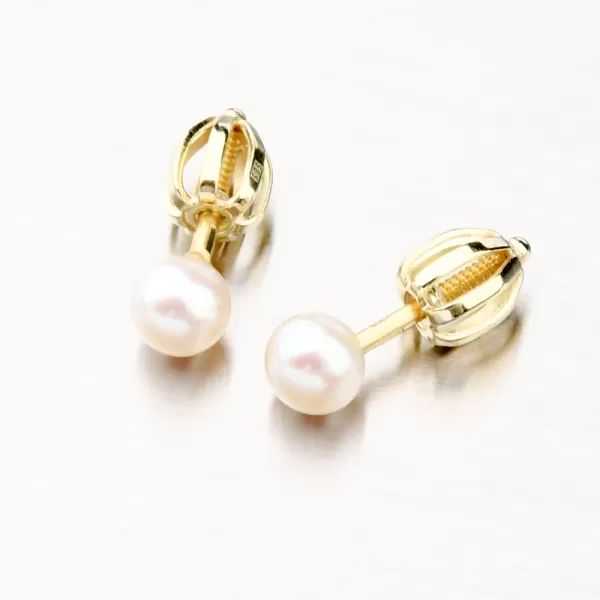 Dámske náušnice žlté zlato 585 s perlou 52GZ-3004Z-SR