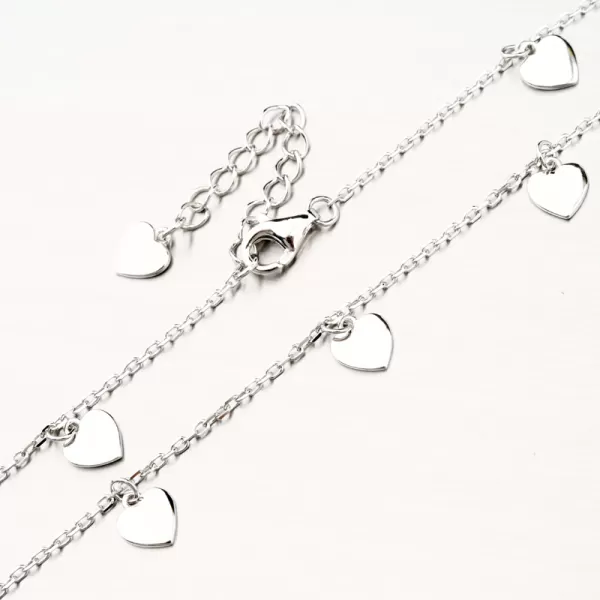 Strieborný náramok na nohu so srdiečkami PKL-4013