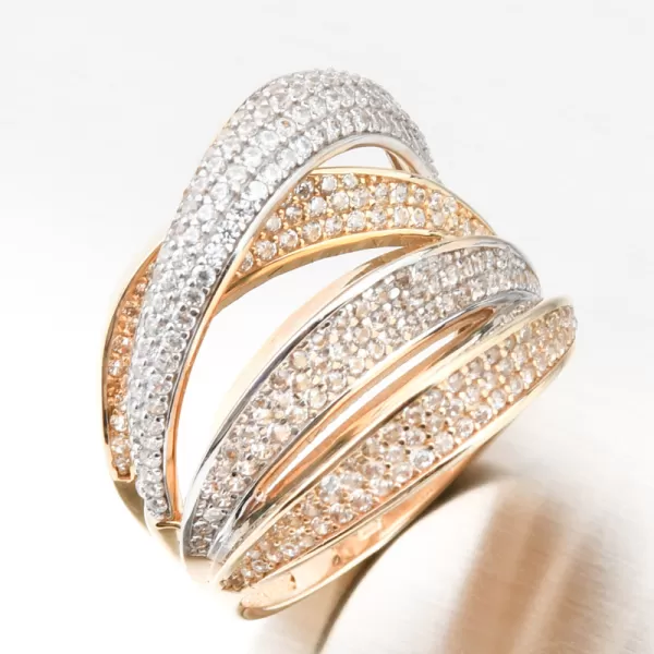 Luxusný zlatý prsteň so zirkónmi 11R-372