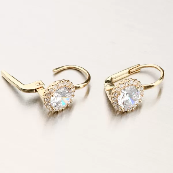 Dámske náušnice žlté zlato 585 so zirkónmi 12R-759