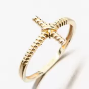 Zlatý prsteň s krížikom 11R-346