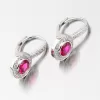 Strieborné náušnice s rubínom a so zirkónmi
