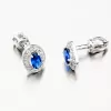 Dámske náušnice biele zlato 585 zirkón zafír 52GZ-8049B-SAF-SR