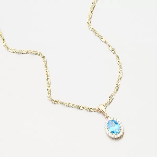 Dámsky prívesok zo žltého zlata 585 zirkón modrý topaz a 13R-429