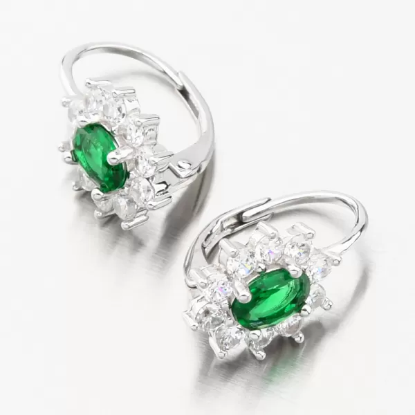 Strieborné náušnice so smaragdom a so zirkónmi PKL-2175