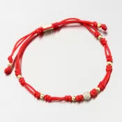 Náramok červený povrázkový s guličkou a so zirkónmi 74-5197ZL-CV