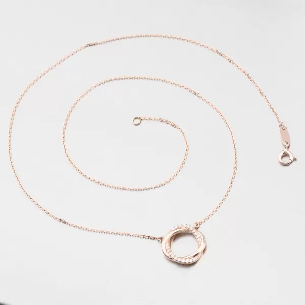 Dámsky náhrdelník z ružového zlata 585 zirkón DZF4133-CV-ZIR