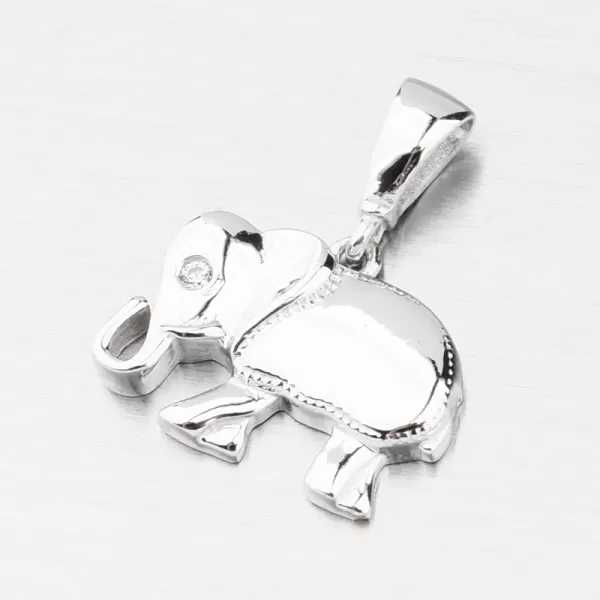 Prívesok z bieleho zlata slon so zirkónom GCA13-011