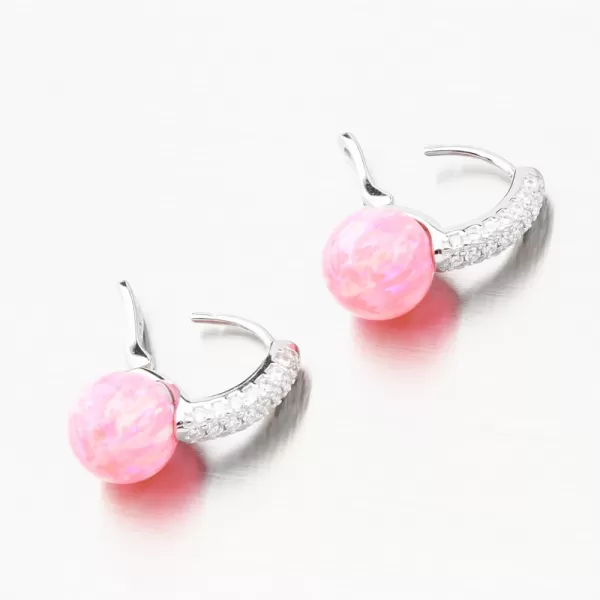 Strieborné náušnice s ružovým opálom a so zirkónmi PKL-2164