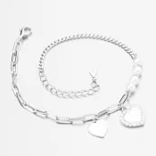 Náramok strieborného srdca s perlami PKL-4035
