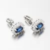 Strieborné náušnice so zafírom a so zirkónmi SETST-12160-01SR