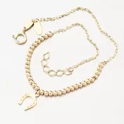 Zlatý náramok s guličkami a podkovou 144P-141240