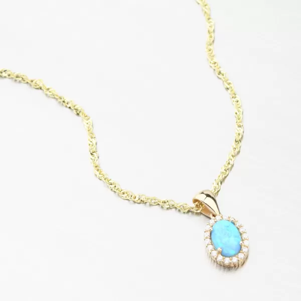 Zlatý prívesok s modrým opálom 162P-132420-BL