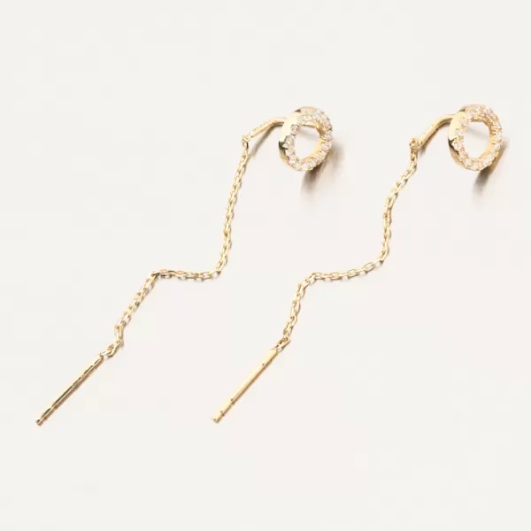 Dámske náušnice retiazka zo žltého zlata 585 so zirkónmi 163P-122579