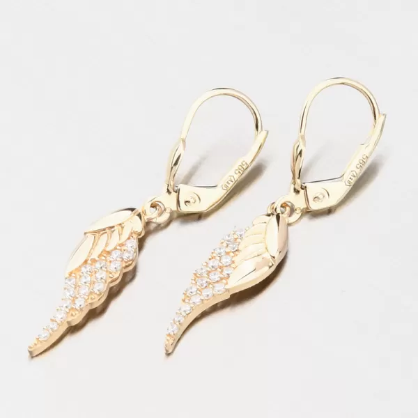 Zlaté visiace náušnice anjelské krídla GCA12-001
