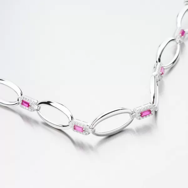 Strieborný náramok s rubínmi a zirkónmi PKL-4038