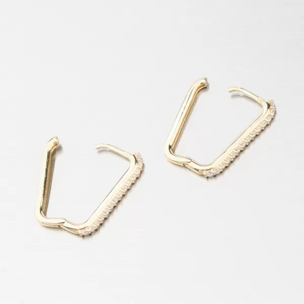 Zlaté štvorcové náušnice so zirkónmi 12R-735