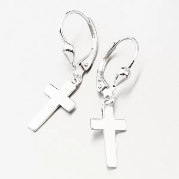 Visiace strieborné náušnice s krížom PKL-2174