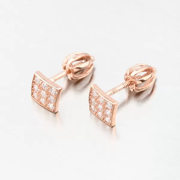 Náušnice kocky z ružového zlata so zirkónmi DZ2096-CV-ZIR