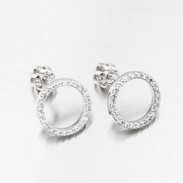 Náušnice bieleho zlata so zirkónmi DZF4331-B-ZIR