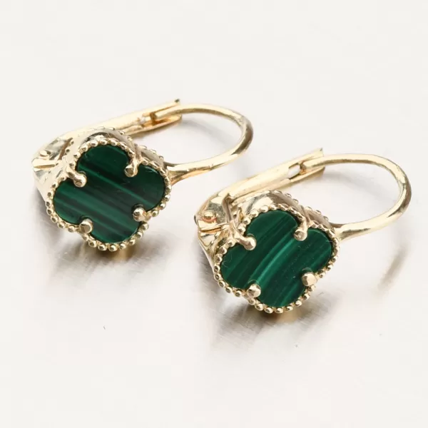 Dámske náušnice žlté zlato 585 s malachitom 12R-766
