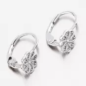 Náušnice vyrobené z bieleho zlata s kvetinou 42-32024