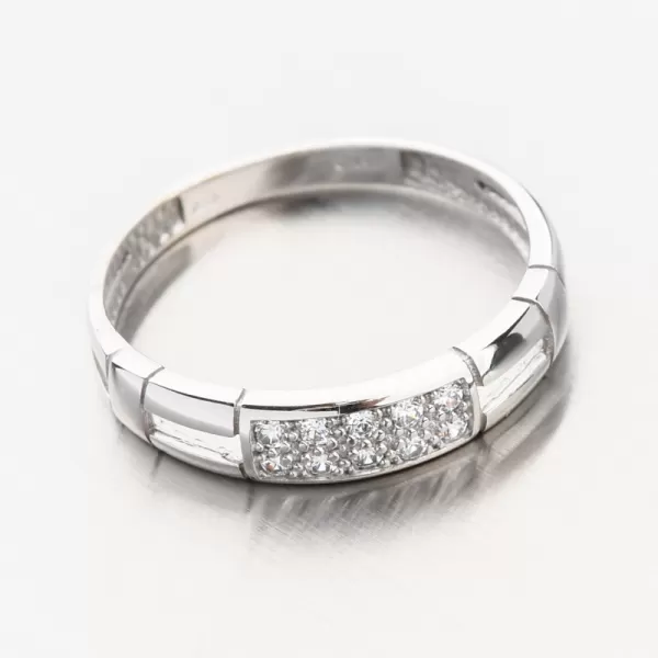 Prsteň z bieleho zlata so zirkónmi DZ2033B-ZIR