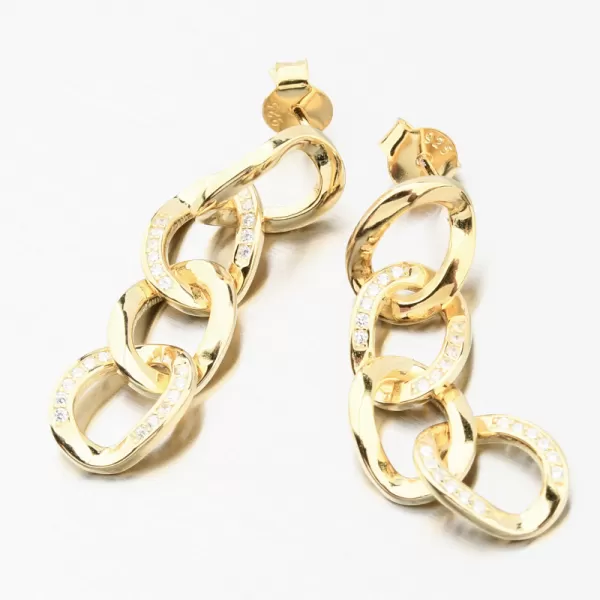 Pozlátené strieborné náušnice so zirkónmi UPST-122844