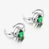 Strieborné náušnice so smaragdom a so zirkónmi UCST-121157