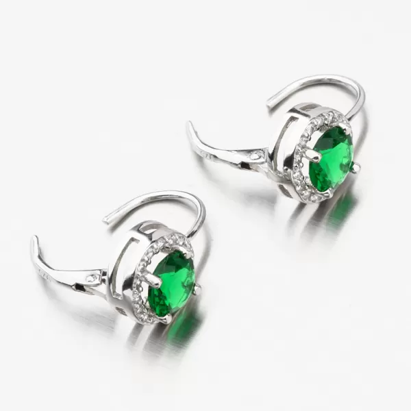 Strieborné náušnice so smaragdom a so zirkónmi UCST-121157