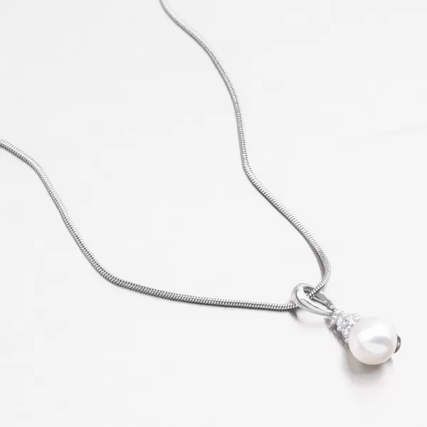 Prívesok z bieleho zlata s perlom a zirkónmi 53GZ-2235-B