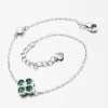 Strieborný dámsky náramok so zeleným štvorlístkom PKL-4019
